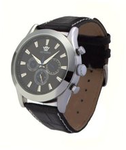 Ouyawei Gifts for Boyfriend Round Black Leather Strap Mechanical Designer Nice es