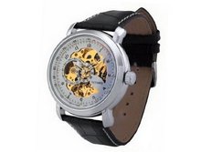 Ouyawei Leather Strap Round Black Mechanical es