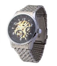 Ouyawei Luxury Stainless Steal Black Dial Skeleton Mechanical Automatic Wrist es