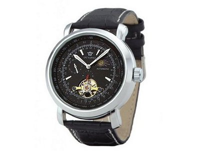 Ouyawei Round Black Dial Silver Shell Mechanical es Sports es