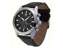 Ouyawei Round Dial Black Leather Strap Black Mechanical es