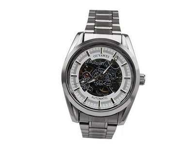 Ouyawei Round Hollow Silver Band Water-Proof White Dial Silver Bezel es Mechanical es