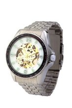 Ouyawei Round Hollow White Dial Silver Bezel Stainless Steel Silver Band Water-proof Automatic Mechanical Skeleton Wrist es