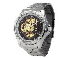 Ouyawei Round Stainless Steal Strap Mechanical Gold And Black Dial es