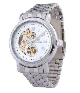Ouyawei Round White Dial Stainless Steal Strap Mechanical es