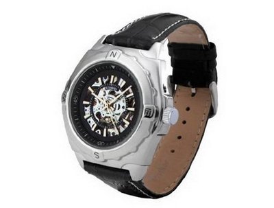Ouyawei Sport Black Dial Black Mechanical es Leather Strap