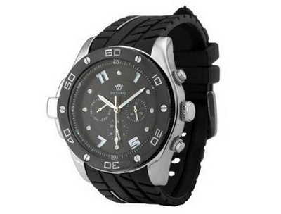 Ouyawei Sport Round Black Rubber Strap Black Dial Mechanical es