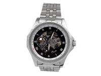 Ouyawei Stainless Steal Strap Round Pierced Black Dial Mechanical es