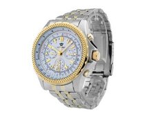 Ouyawei Stainless Steel Silver Band Round White Dial Golden Spiral Bezel es Mechanical es