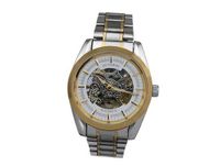 Ouyawei Stainless Steel Silver Band With Golden Stripes Round Hollow White Dial Golden Bezel es Water-Proof Mechanical es