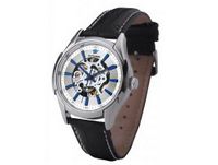 Ouyawei Strap Mechanical Round White Dial Black Leather es