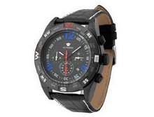 Ouyawei Strap Mechanical Sporty Black Dial Black Leather es