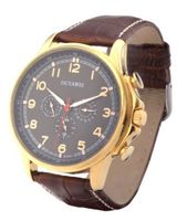 Ouyawei Streamlined Black Dial Brown Leather Strap Mechanical es