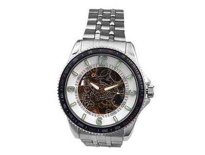 Ouyawei Water-Proof Mechanical es Round Hollow Silver Bezel es Stainless Steel