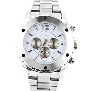 Ouyawei White Chronograph Dial Silver Color Band Quartz Wrist OYW11-03B