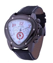 Ouyawei White Dial Black Leather Strap Mechanical es