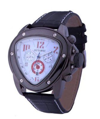 Ouyawei White Dial Black Leather Strap Mechanical es
