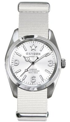 Oxygen Paris 38 unisex quartz with white Dial analogue Display and white nylon Strap EX-S-PAR-38-WH