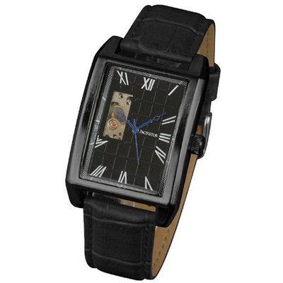 Pacifistor Black Leather Band Dial Classic Stainless Steel Case Wind Up Mechanical Wrist Luxury Xmas Gift #PX-011-BLK-BL