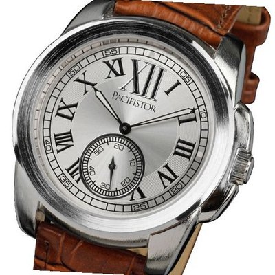 Pacifistor Brown Leather Classic Roman Numeric Quartz Sport Wrist #PX-009-S-L