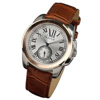 Pacifistor Police Officer Brown Leather Strap Luxury Rose Golden Quartz Analog Wrist #PX-009-GD-L