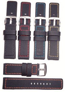 Panatime 20mm PU Ballistic Waterproof Synthetic Strap with Stripe stitch color Orange