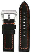 Panatime 22mm Black 190 Softest Calf with Orange Stitch Brush Prev Buckle