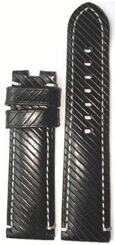 Panatime 24mm XL Black/White Leather "Vivola" Strap Unique Design For Deploy