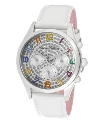 Beverly Silver Glitter Dial White Pearl Tone Genuine Calf Leather