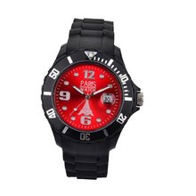 Paris Kids Silicone Quartz Calendar Date Black and Red Dial Designed in France Fashion