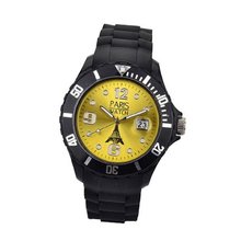Paris Kids Silicone Quartz Calendar Date Black and Yellow Dial Designed in France Fashion