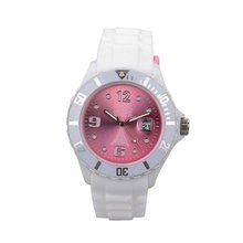 Paris Kids Silicone Quartz Calendar Date White and Light Rose Dial Designed in France Fashion