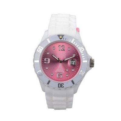 Paris Kids Silicone Quartz Calendar Date White and Light Rose Dial Designed in France Fashion