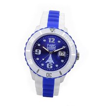 Paris Kids Silicone Quartz Calendar Date White and Multicolor Dark Blue Dial Designed in France Fashion