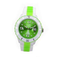 Paris Kids Silicone Quartz Calendar Date White and Multicolor Green Dial Designed in France Fashion