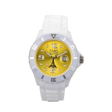 Paris Kids Silicone Quartz Calendar Date White and Yellow Dial Designed in France Fashion