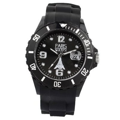 Paris Silicone Black Quartz Calendar Date for  Designed in France