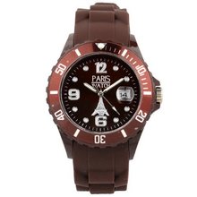 Paris Silicone Brown Fashion Quartz Calendar Date for  and  Designed in France Unisex