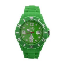 Paris Silicone Dark Green Fashion Quartz Calendar Date for Kids Designed in France Unisex
