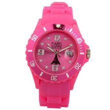 Paris Silicone Dark Pink Quartz Calendar Date for  Designed in France