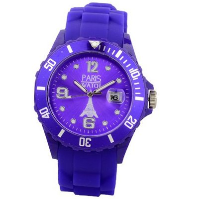 Paris Silicone Purple Fashion Quartz Calendar Date for  and  Designed in France Unisex