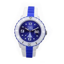 Paris  Silicone Quartz Calendar Date White and Multicolor Dark Blue Dial Designed in France Fashion