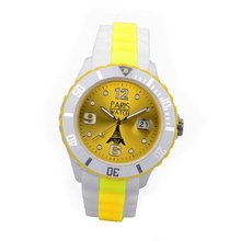 Paris  Silicone Quartz Calendar Date White and Multicolor Yellow Dial Designed in France Fashion