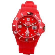 Paris Silicone Red Quartz Calendar Date for  Designed in France