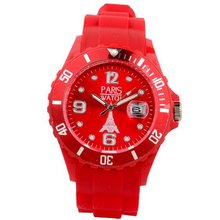 Paris Silicone Red Quartz Calendar Date for  Designed in France