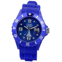 Paris Silicone Royal Blue Quartz Calendar Date for Kids Designed in France
