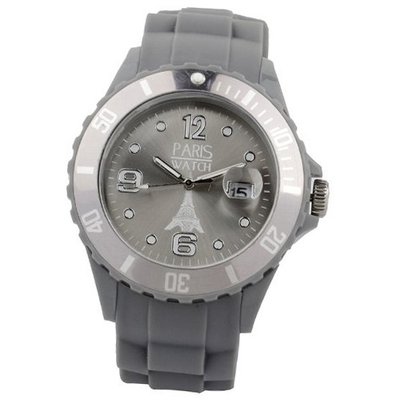 Paris Silicone Silver Quartz Calendar Date for  Designed in France