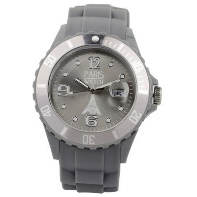 Paris Silicone Silver Quartz Calendar Date for  Designed in France