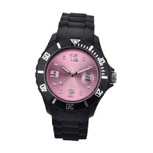 Paris Unisex Silicone Quartz Calendar Date Black and Light Rose Dial Designed in France Fashion