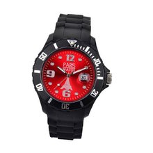 Paris Unisex Silicone Quartz Calendar Date Black and Red Dial Designed in France Fashion